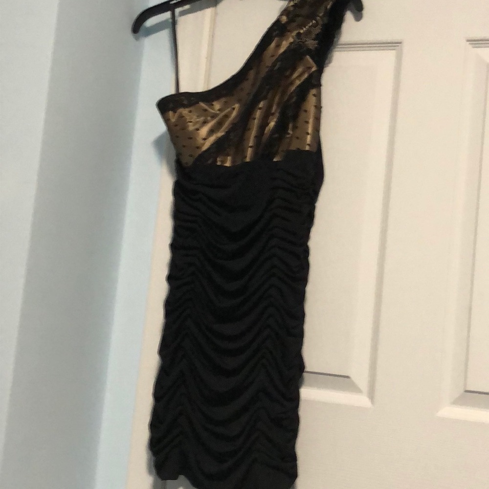 Black and gold one strap dress